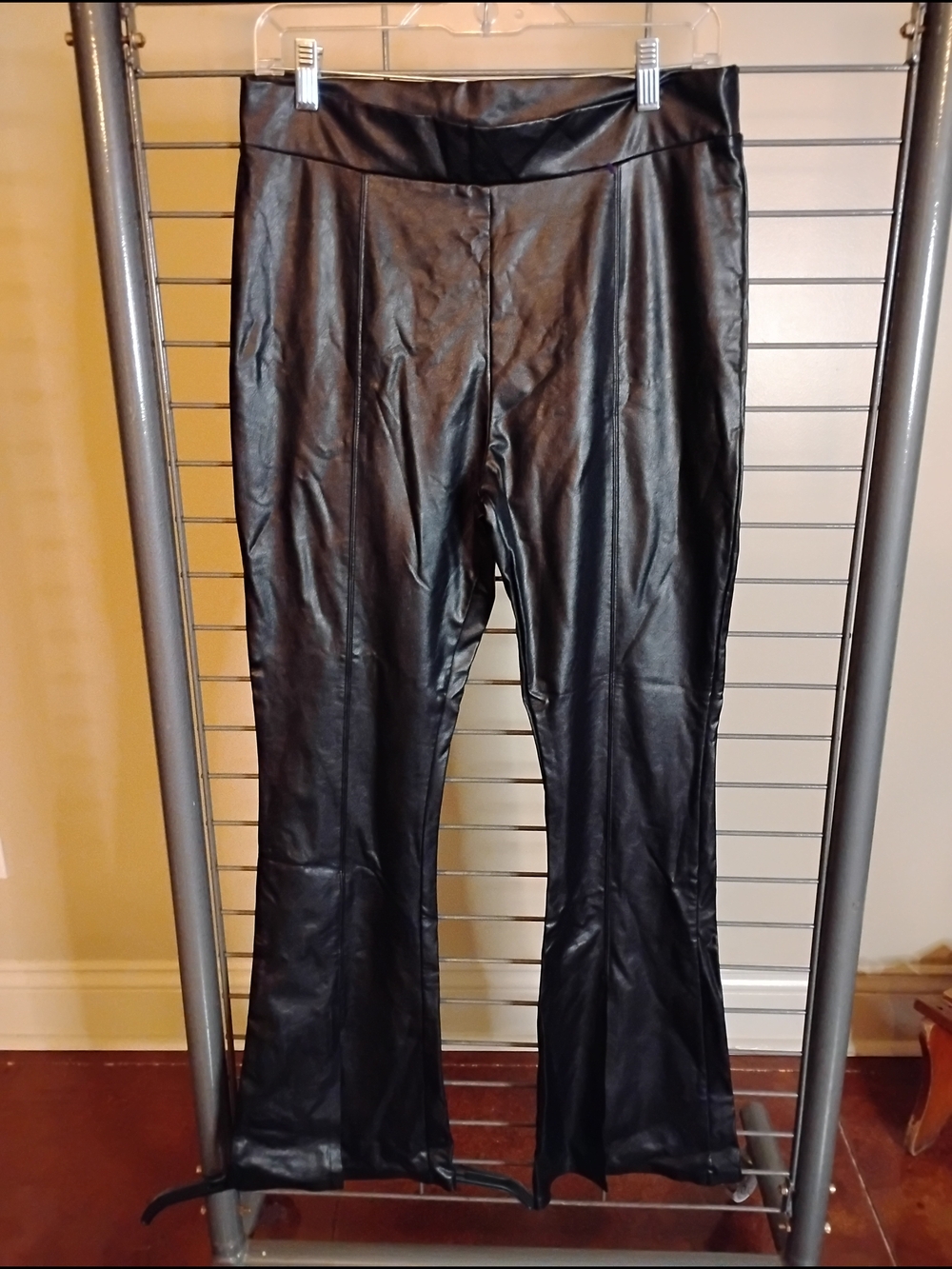 Women's Black‎ Faux Leather Flared Pants